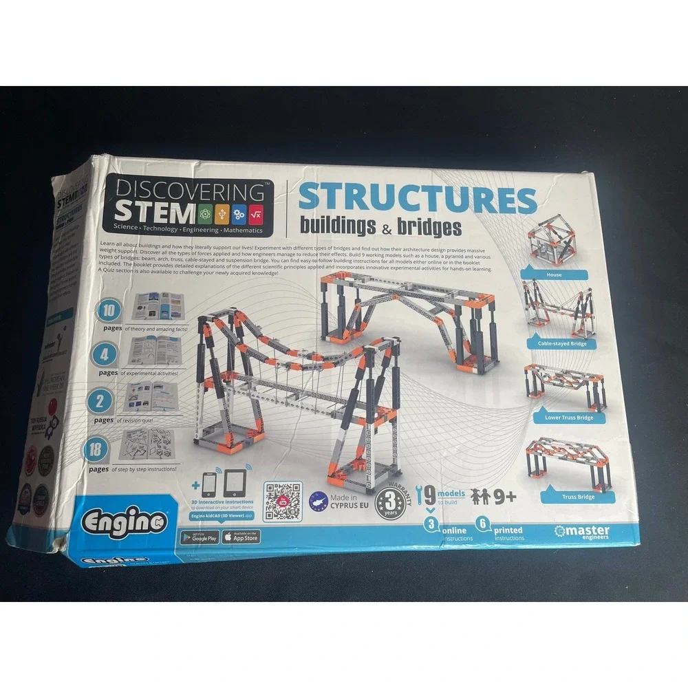 Engino Discovering STEM Structures Buildings & Bridges 9 Model Construction Set